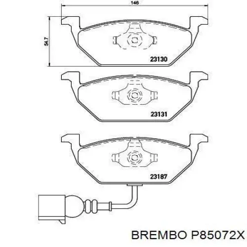 Передние тормозные колодки P85072X Brembo