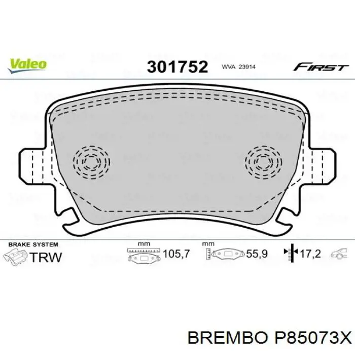 P85073X Brembo Колодки тормозные дисковые комплект