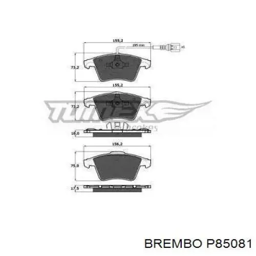 Купить P85081 Brembo Колодки тормозные