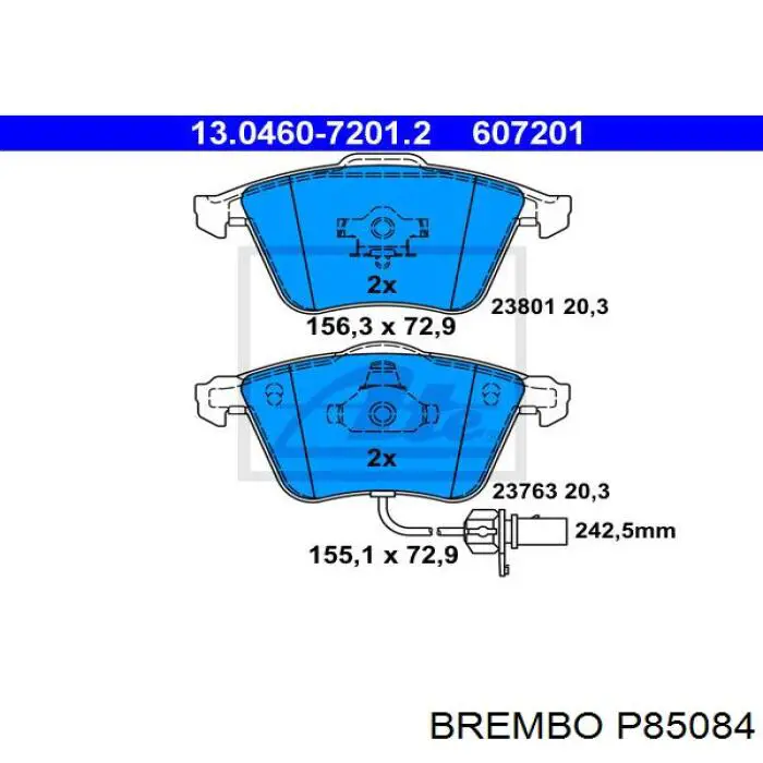 Купить P85084 Brembo Колодки тормозные