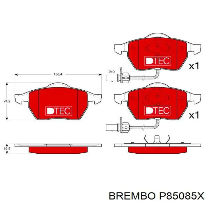 Передние тормозные колодки P85085X Brembo