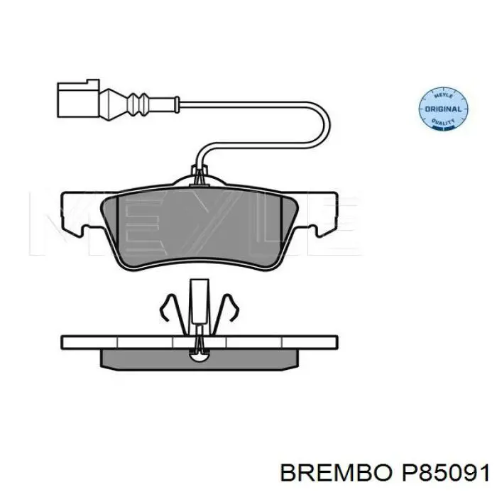 Колодки тормозные задние дисковые Brembo P85091