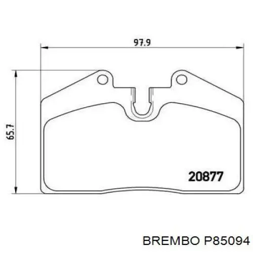P85094 Brembo колодки тормозные задние дисковые