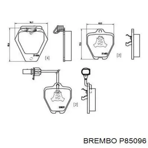 Колодки тормозные передние дисковые Brembo P85096