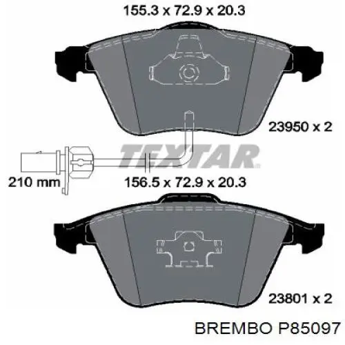 Передние тормозные колодки P85097 Brembo