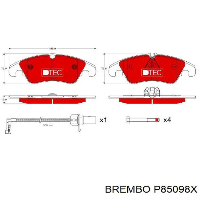 Передние тормозные колодки P85098X Brembo