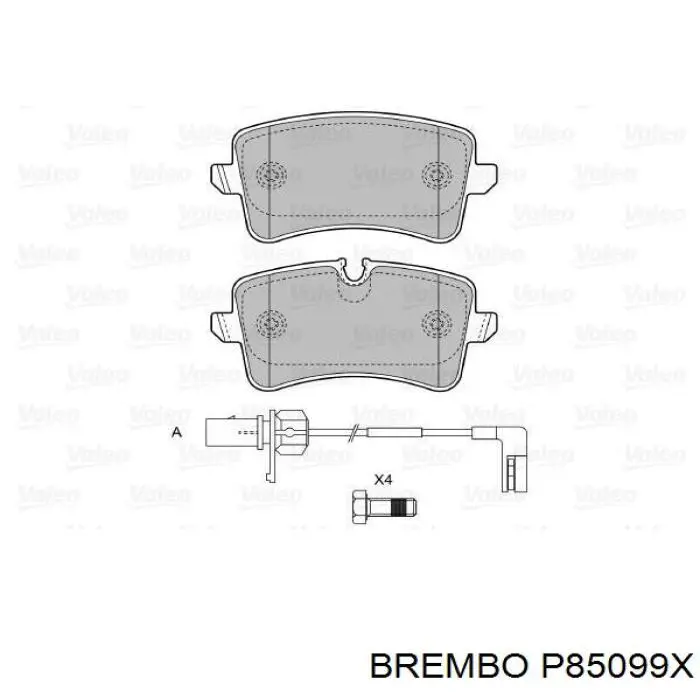 P85099X Brembo Колодки тормозные дисковые комплект