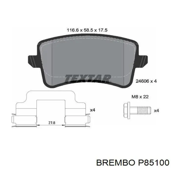 Купить P85100 Brembo Колодки тормозные задние, дисковые