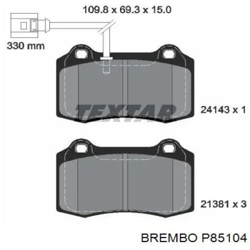 Передние тормозные колодки P85104 Brembo