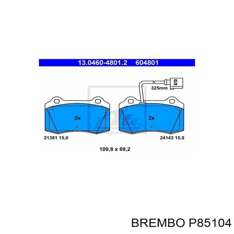 Передние тормозные колодки P85104 Brembo