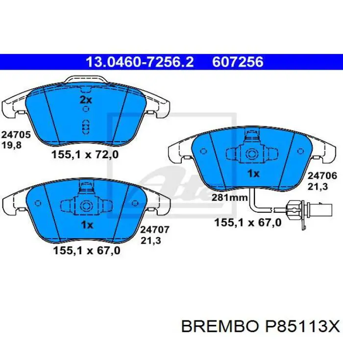 P85113X Brembo Колодки передние