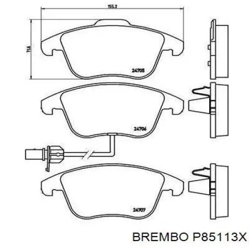 Передние тормозные колодки P85113X Brembo