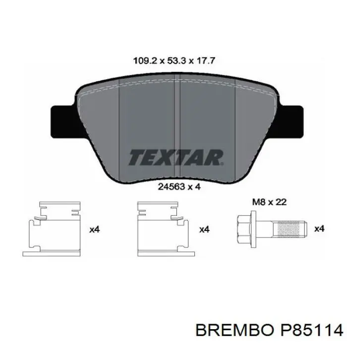 P85114 Brembo Колодки тормозные дисковые комплект