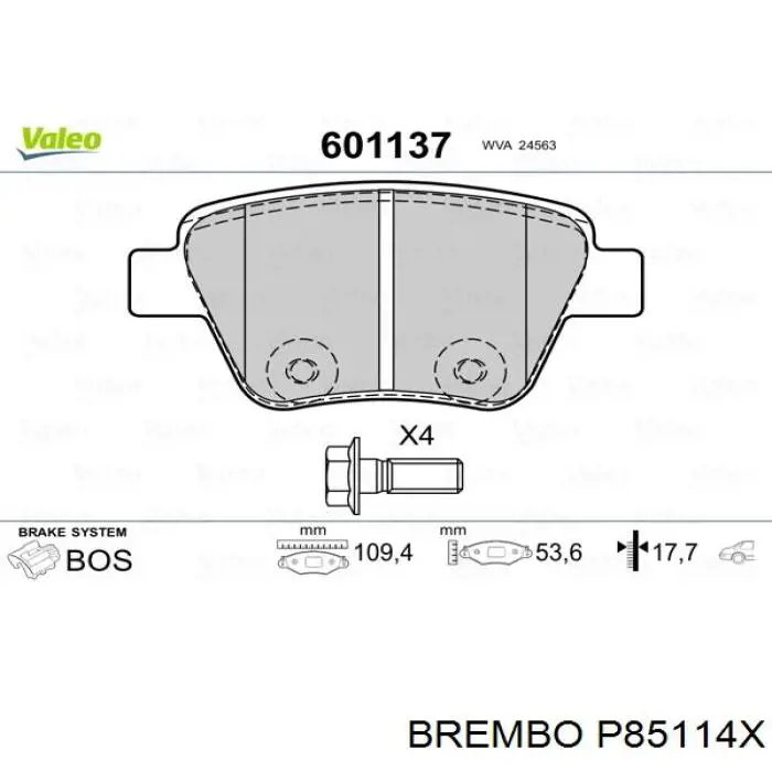 P85114X Brembo Колодки тормозные дисковые комплект