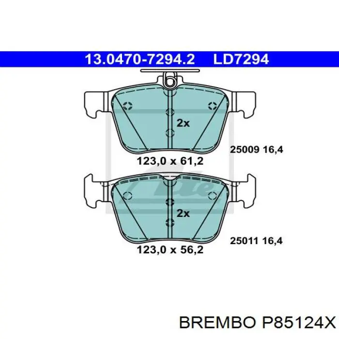Купить P85124X Brembo Колодки тормозные задние, дисковые