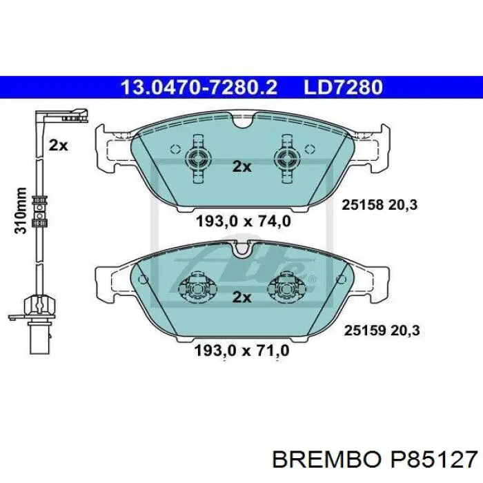 Тормозные колодки Brembo P85127