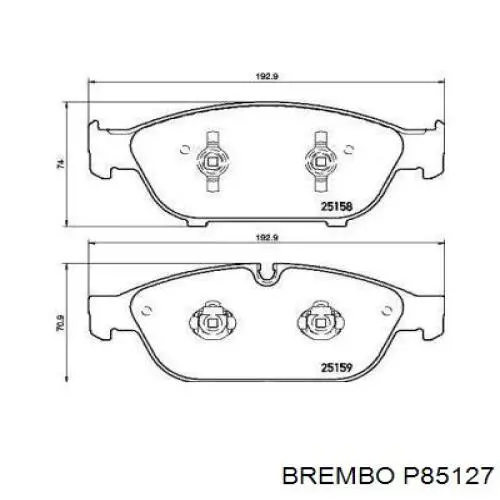 P85127 Brembo Колодки передние