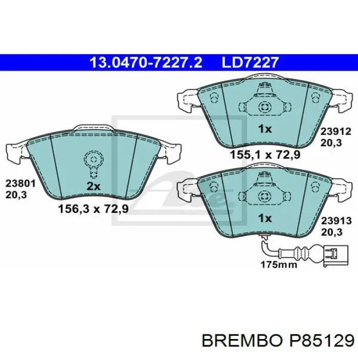 Передние тормозные колодки P85129 Brembo