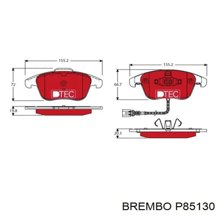 P85130 Brembo Колодки передние