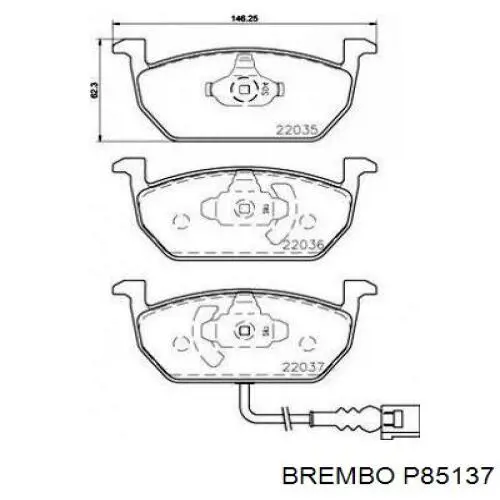 P85137 Brembo колодки тормозные передние дисковые