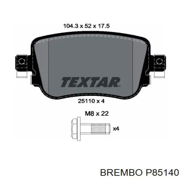Задние дисковые колодки Brembo P85140