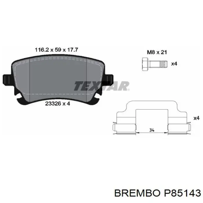 Задние тормозные колодки P85143 Brembo