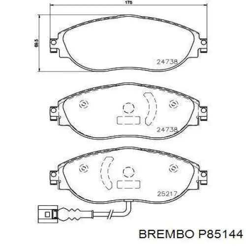 P85144 Brembo sapatas do freio dianteiras de disco