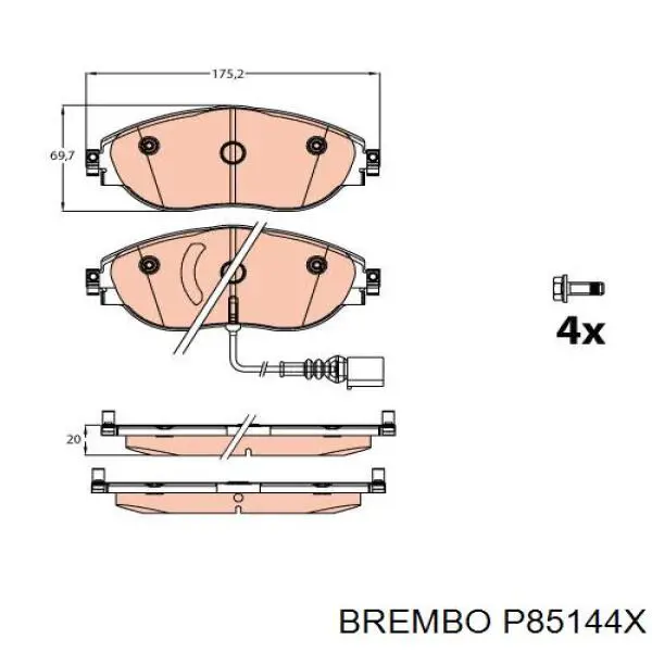 Передние тормозные колодки P85144X Brembo