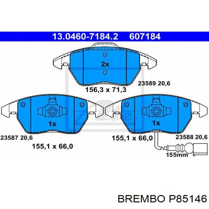 P85146 Brembo Колодки передние