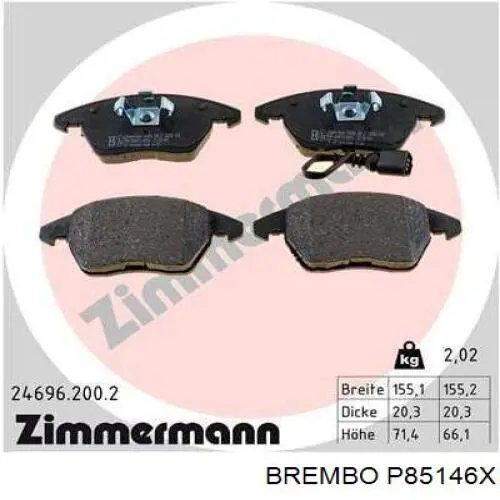P85146X Brembo Колодки передние