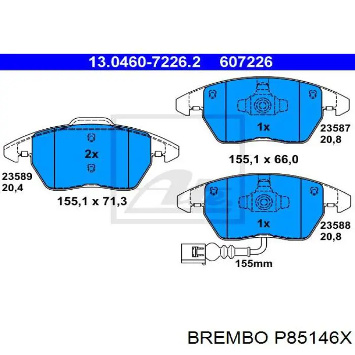 Передние тормозные колодки P85146X Brembo