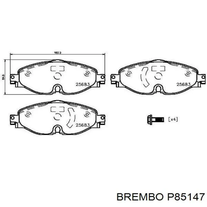 P85147 Brembo передние тормозные колодки