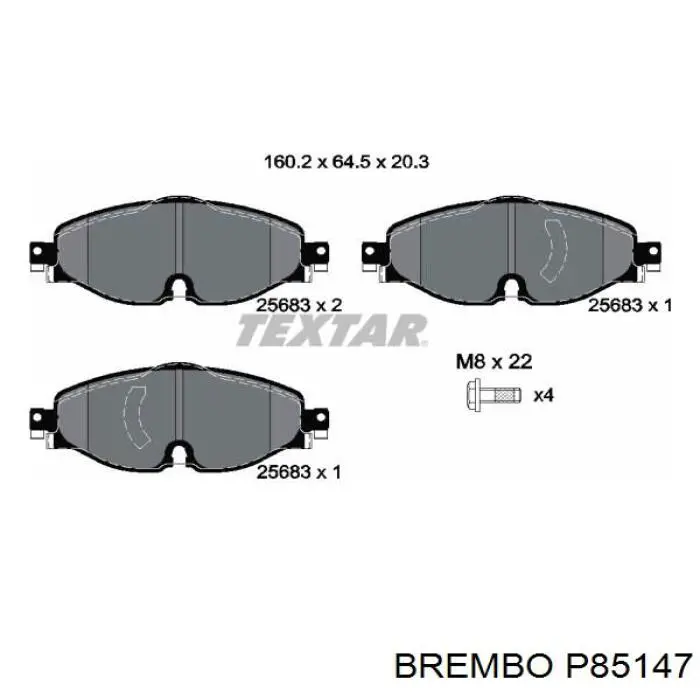 Купить P85147 Brembo Колодки тормозные