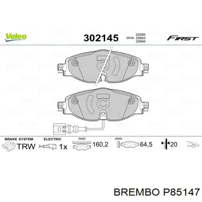 Передние тормозные колодки P85147 Brembo