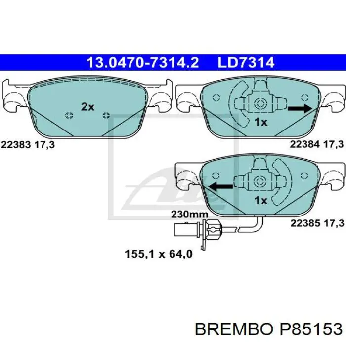P85153 Brembo Колодки передние