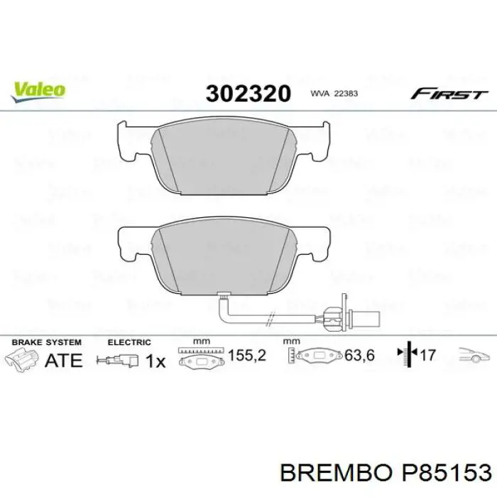 Передние тормозные колодки P85153 Brembo
