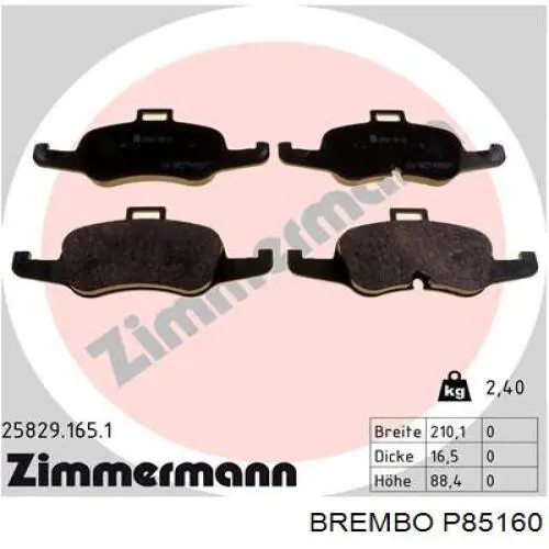 P85160 Brembo sapatas do freio dianteiras de disco