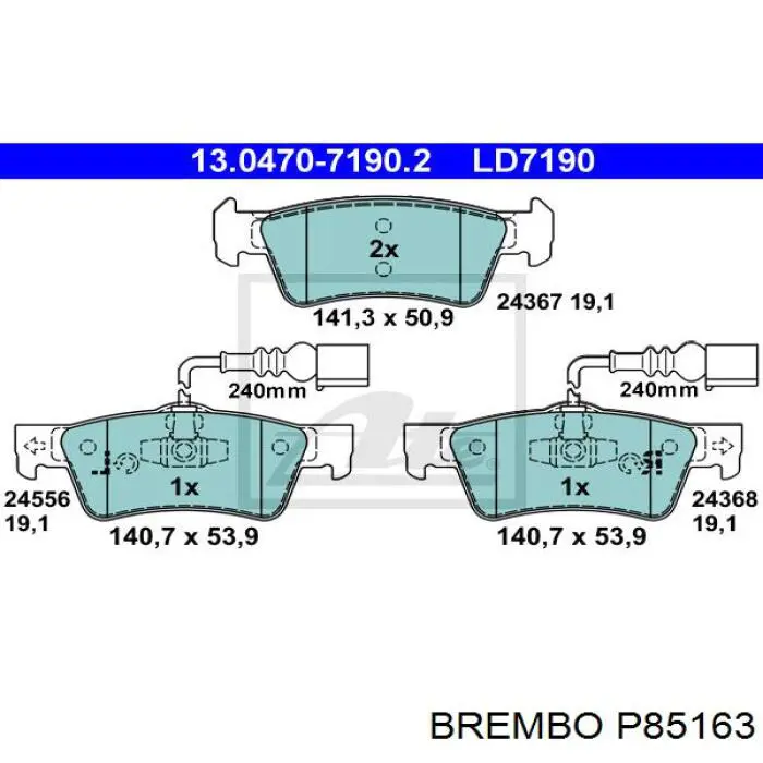 Задние тормозные колодки P85163 Brembo