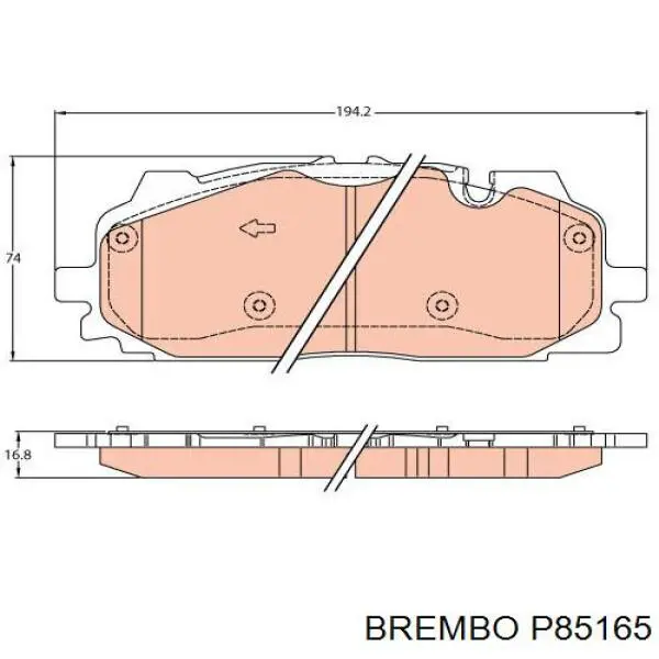 P85165 Brembo Колодки передние