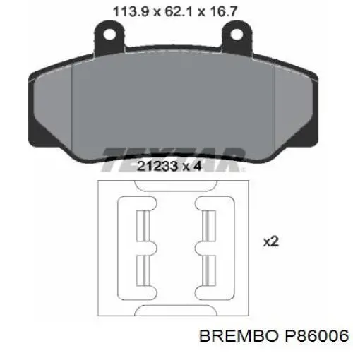 P86006 Brembo Колодки передние