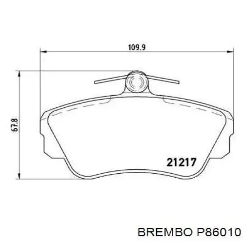 P86010 Brembo колодки тормозные передние дисковые