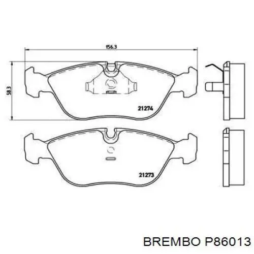P86013 Brembo передние тормозные колодки
