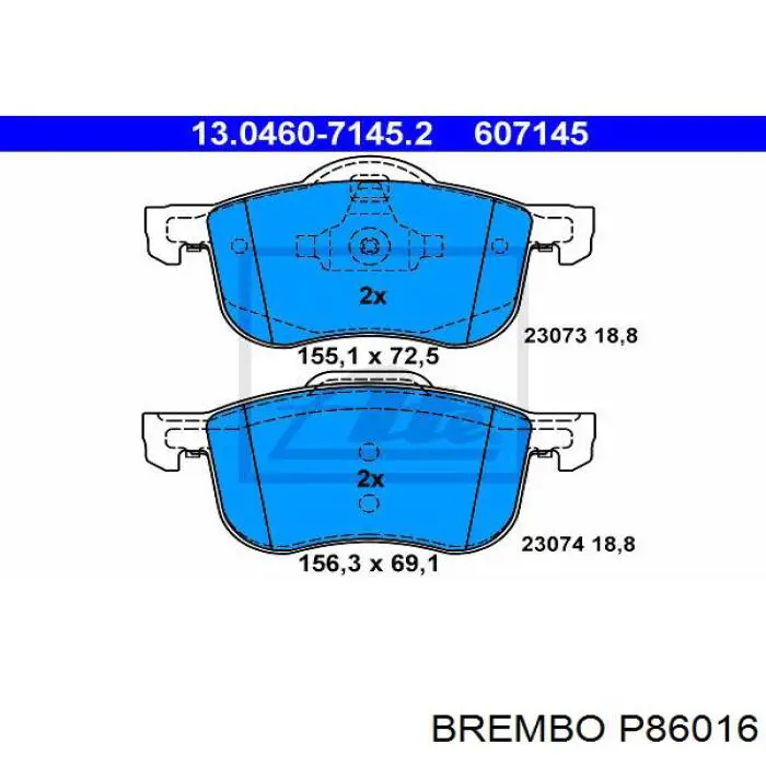 Колодки гальмівні передні, дискові P86016 Brembo