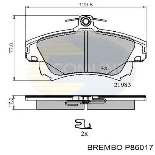 P86017 Brembo колодки тормозные передние дисковые