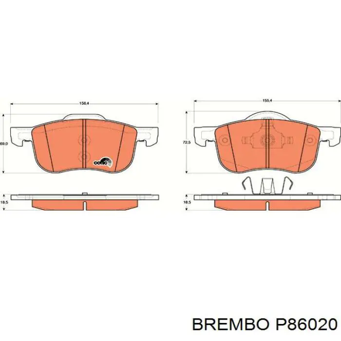 P86020 Brembo Колодки передние