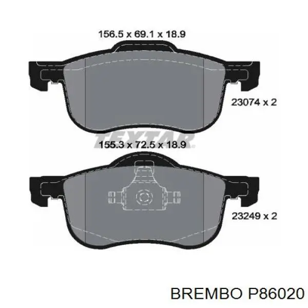 Передние тормозные колодки P86020 Brembo