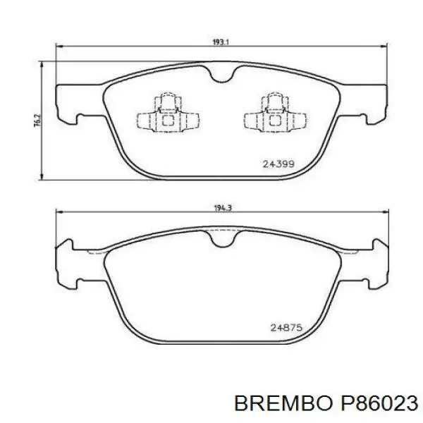 Купить P86023 Brembo Колодки тормозные