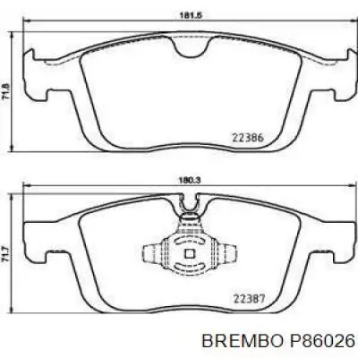 Передние тормозные колодки P86026 Brembo