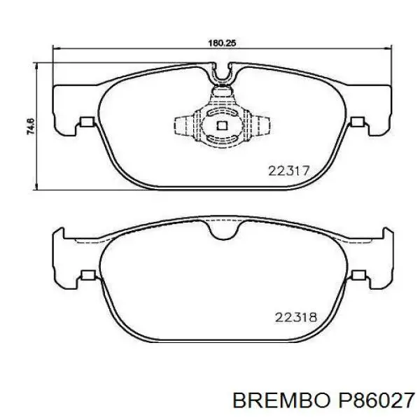 P86027 Brembo sapatas do freio dianteiras de disco