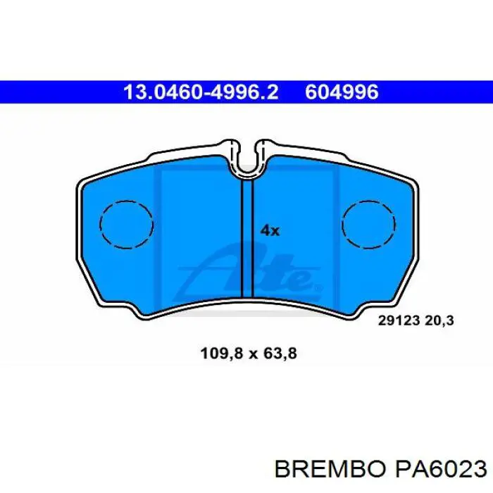 Купить PA6023 Brembo Колодки тормозные задние, дисковые